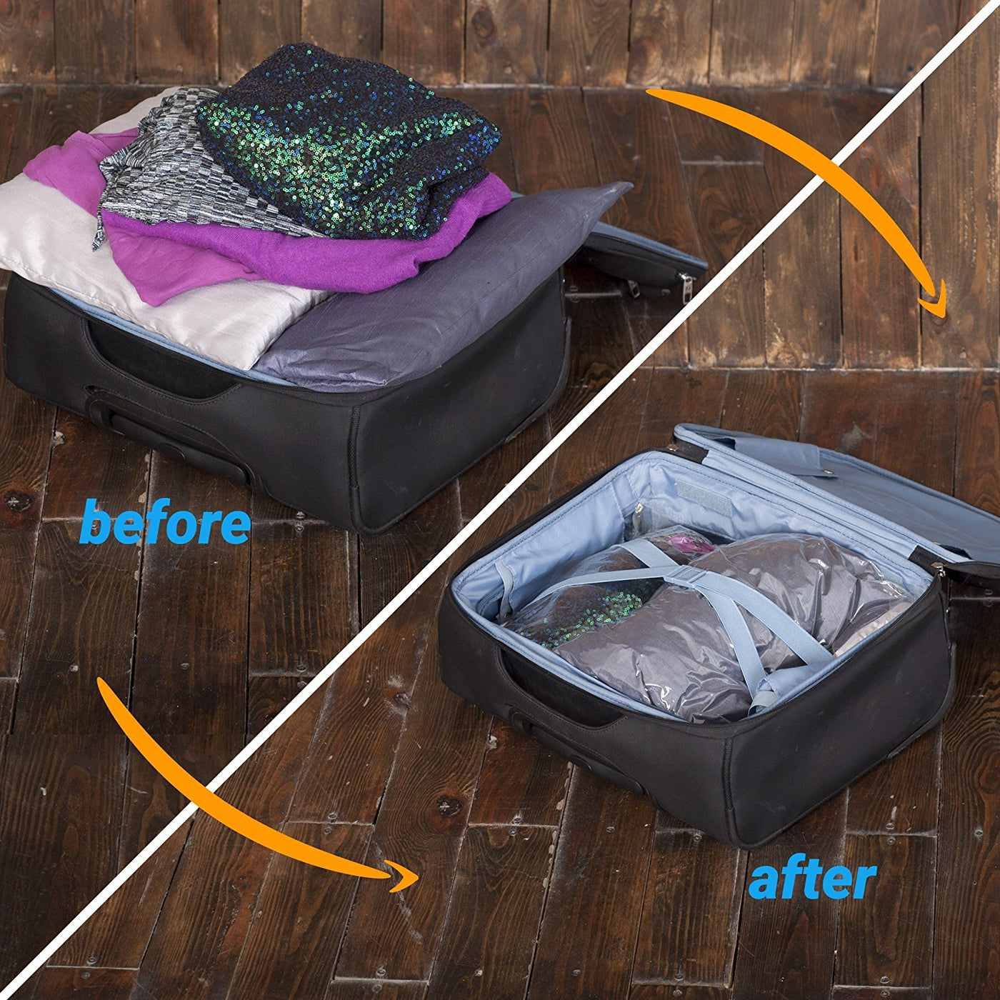 8 Travel Space Saver Bags - No Vacuum or Pump Needed - Luggage Accessories  4L 4M - The ICT University