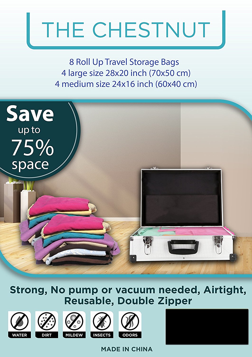 4 x Roll Up Compression Vacuum Storage Space Saving Bags Travel Home  Luggage bag