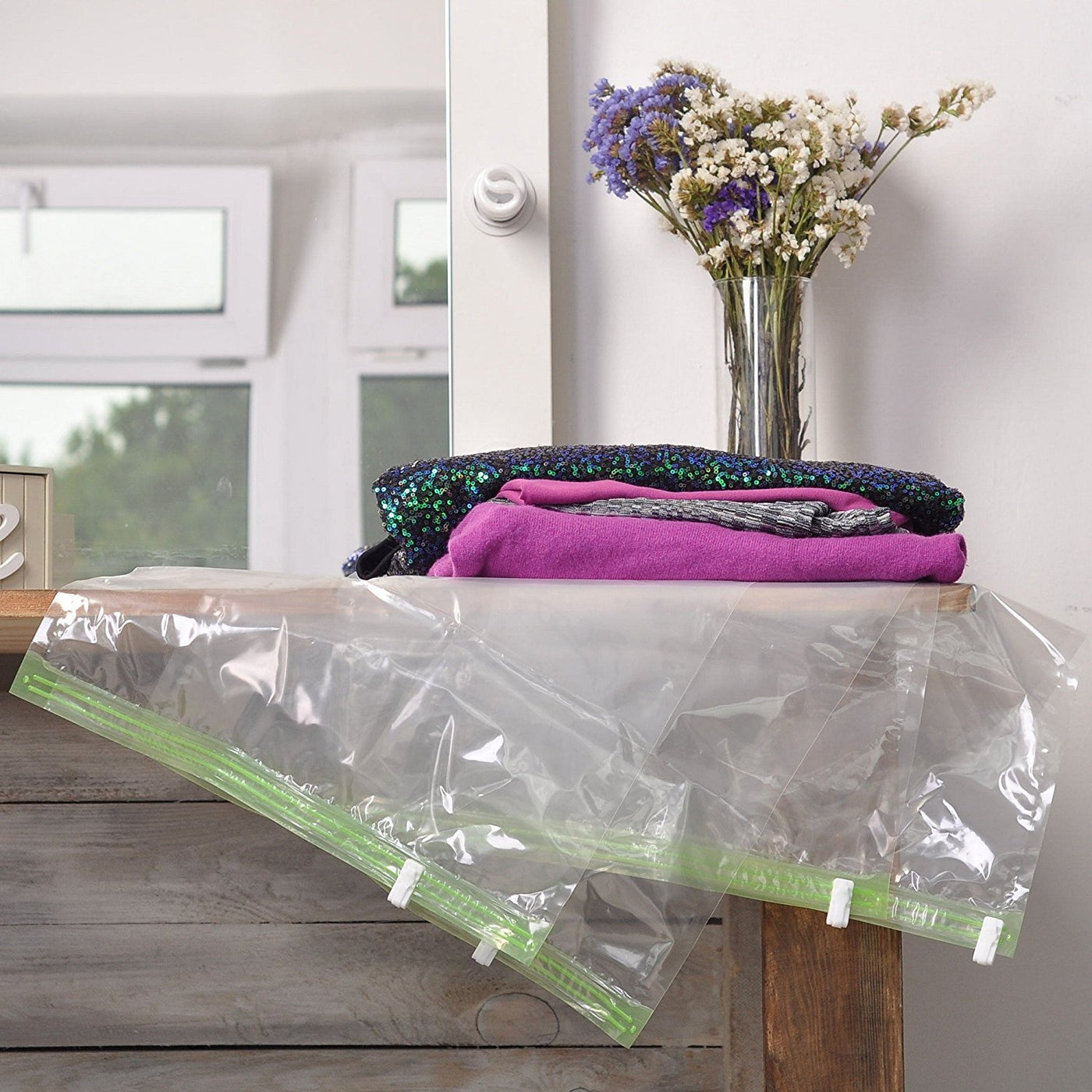 Reusable Vacuum Storage Bags Set for Travel Compression Space